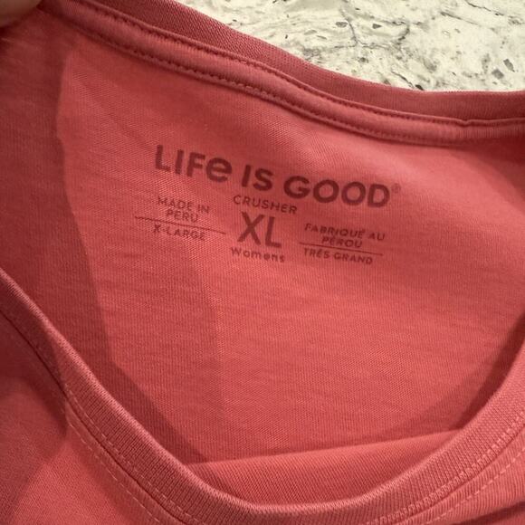 Life Is Good Women’s T Shirt Crusher Tee Top Size XL Half Full Coffee Mug LS - Picture 5 of 7